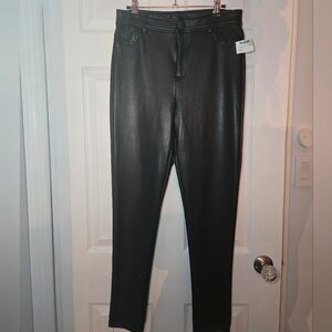 Pleather stretch black trouser